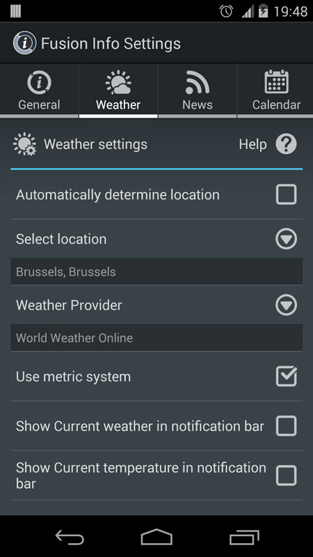 Weather settings