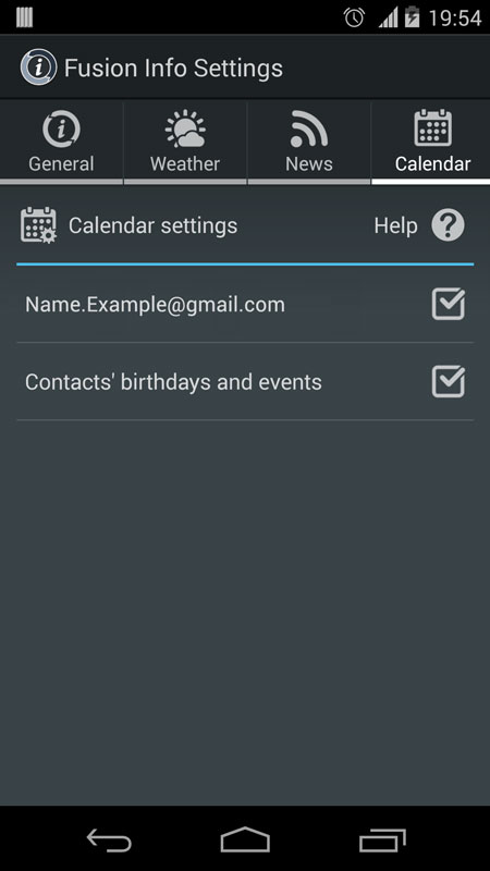 Calendar settings